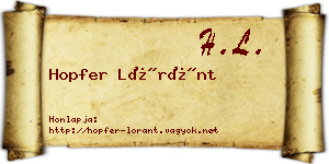 Hopfer Lóránt névjegykártya